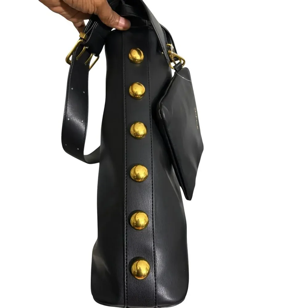 BCBGeneration Black Leather Shoulder Bag with Detachable Coin Purse